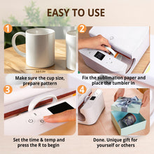 Load image into Gallery viewer, HTVRONT Auto Tumbler Heat Press Machine - Mug Heat Press Heat Up Fast & Even, Professional Tumbler Press High-Security for 2.9-3.3inch Sublimation Tumblers, Cups, Glasses and Mugs, White