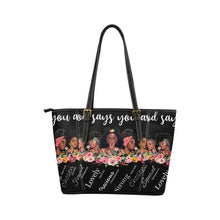 Load image into Gallery viewer, GOD Says You Are Tote Leather Tote Bag/Small (Model 1640)