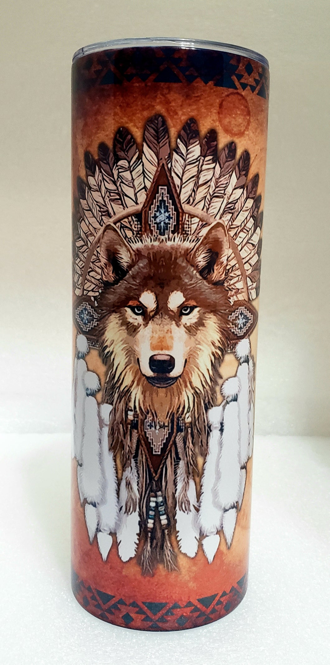 20 oz. Wolf Tumbler, comes with lid and straw