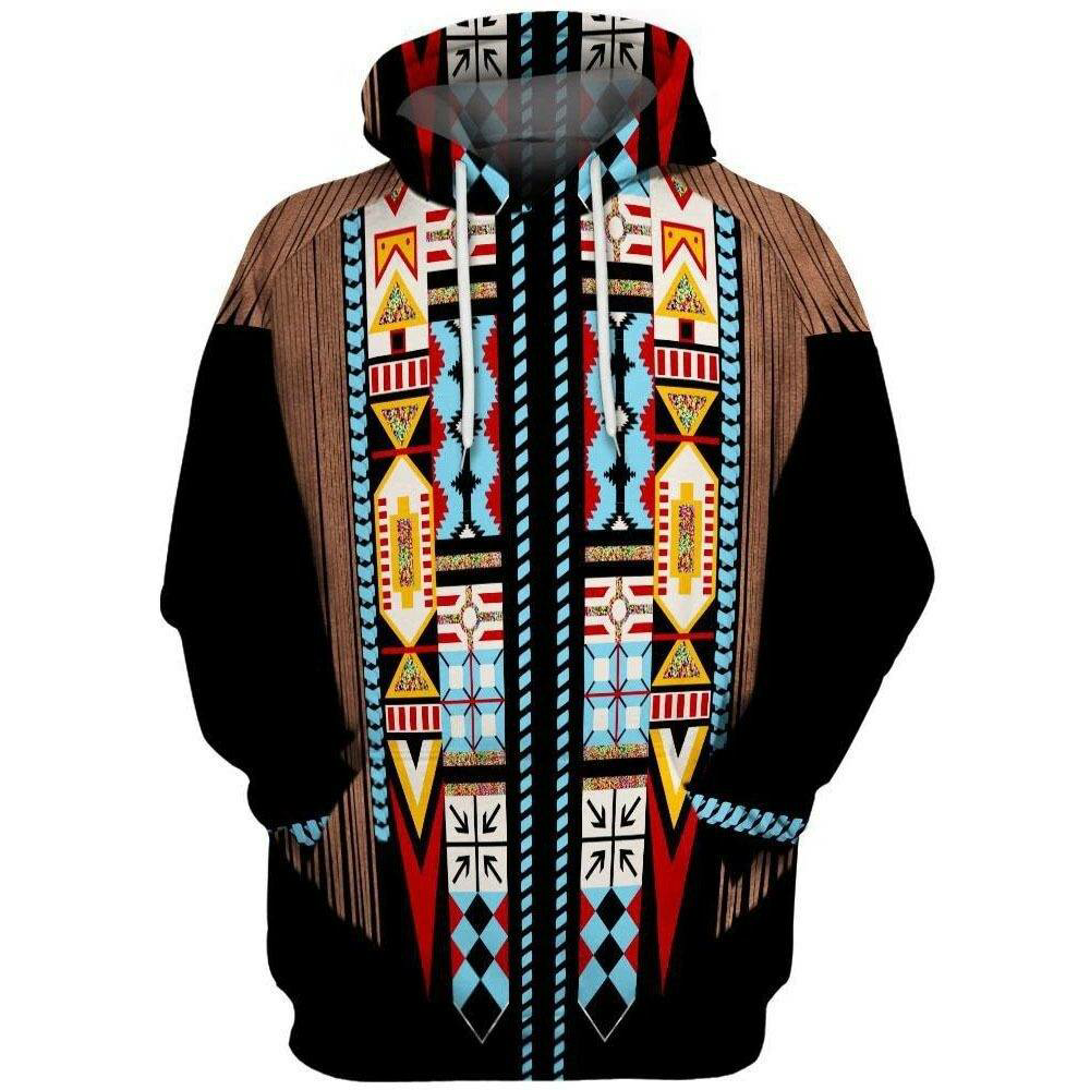 Native Pattern Printed Hoodie, Light weight, 100% Polyester